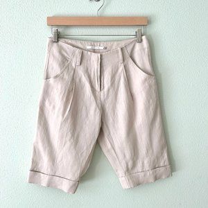 Elaine Kim Cupro Pleated, Cuffed Shorts in Taupe Size 2